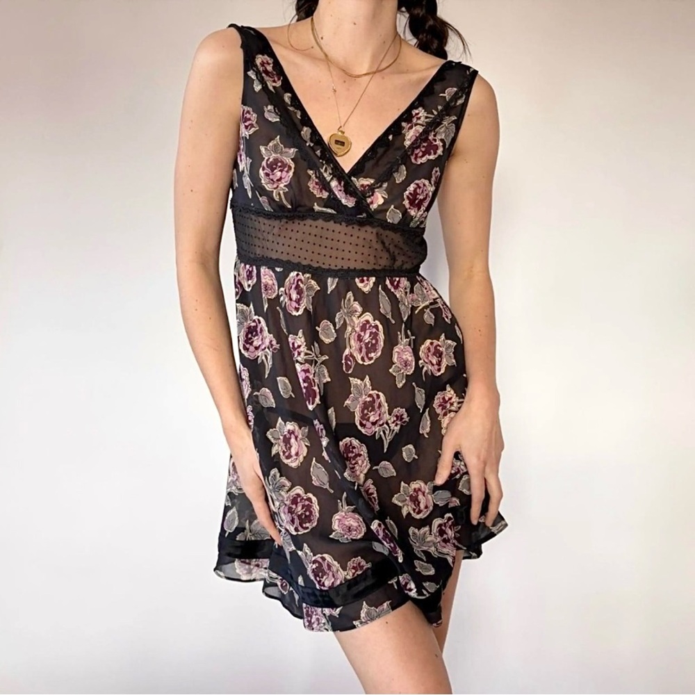 Victoria's Secret Angels Lingerie Chemise Slip Babydoll Y2K Sheer Dark Fairy XS